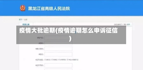 疫情大批逾期(疫情逾期怎么申诉征信)-第2张图片