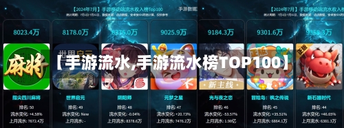 【手游流水,手游流水榜TOP100】