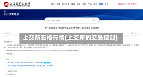 上交所五档行情(上交所的交易规则)