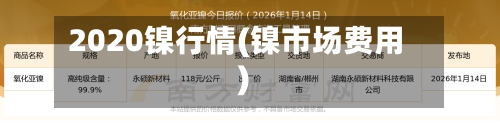 2020镍行情(镍市场费用)
