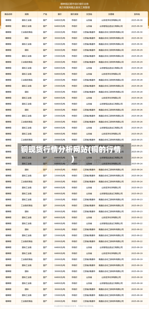 铜现货行情分析网站(铜的行情)