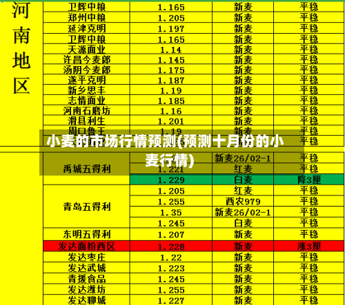 小麦的市场行情预测(预测十月份的小麦行情)