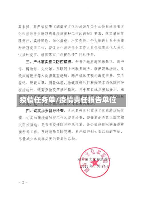 疫情任务单/疫情责任报告单位