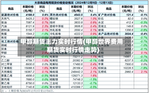 甲醇期货主力实时行情(甲醇世界费用期货实时行情走势)