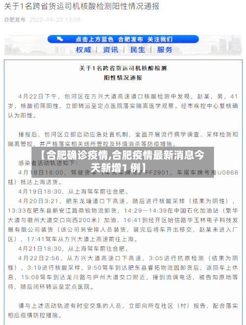 【合肥确诊疫情,合肥疫情最新消息今天新增1 例】-第2张图片