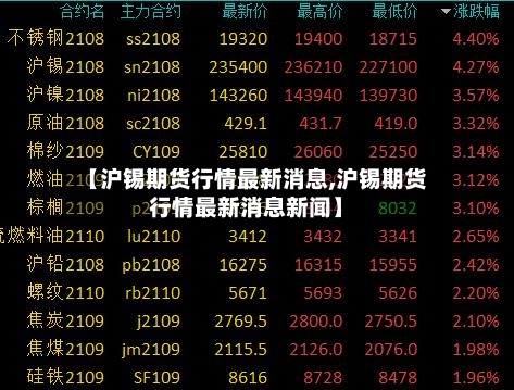【沪锡期货行情最新消息,沪锡期货行情最新消息新闻】-第3张图片