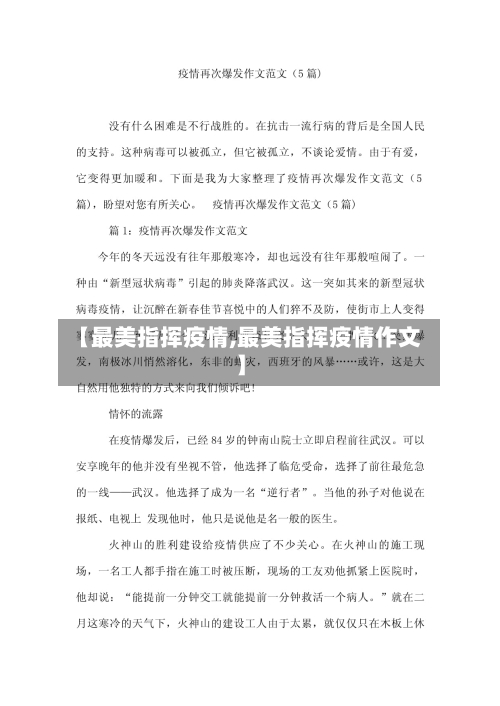 【最美指挥疫情,最美指挥疫情作文】-第3张图片
