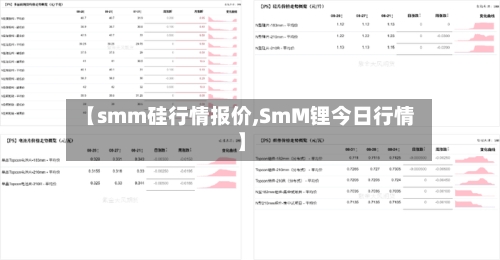 【smm硅行情报价,SmM锂今日行情】