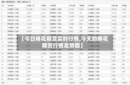【今日棉花期货实时行情,今天的棉花期货行情走势图】