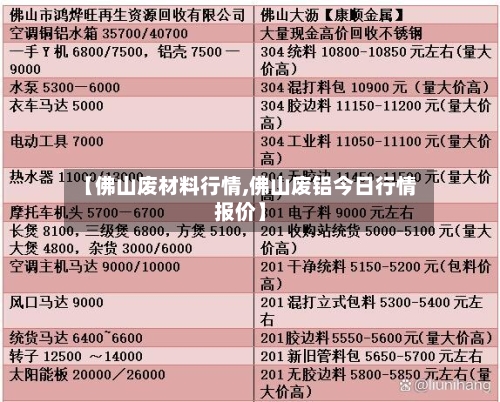 【佛山废材料行情,佛山废铝今日行情报价】-第2张图片