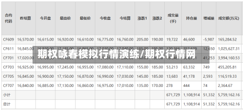 期权咏春模拟行情演练/期权行情网