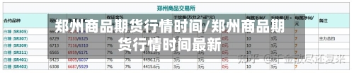 郑州商品期货行情时间/郑州商品期货行情时间最新-第2张图片