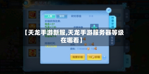 【天龙手游新服,天龙手游服务器等级在哪看】