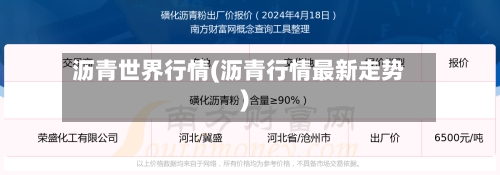 沥青世界行情(沥青行情最新走势)-第2张图片
