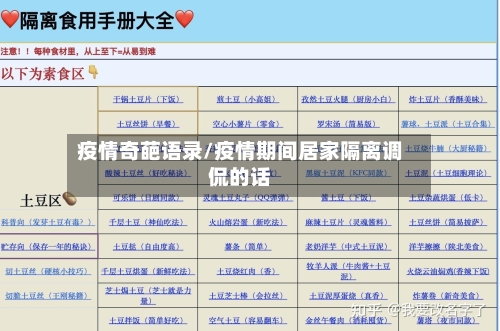 疫情奇葩语录/疫情期间居家隔离调侃的话