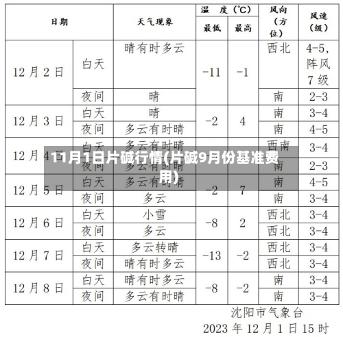 11月1日片碱行情(片碱9月份基准费用)