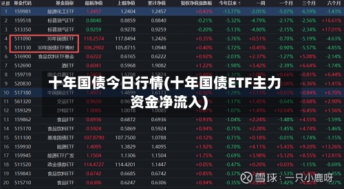 十年国债今日行情(十年国债ETF主力资金净流入)